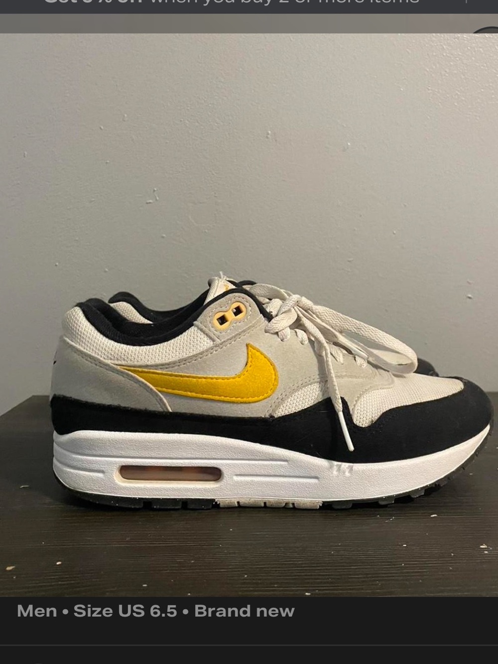 Nike White, Black & Yellow Low-Top Sneakers